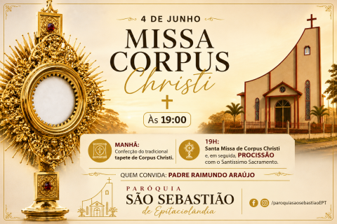 Corpus Christi: Paróquia São Sebastião convida fiéis para celebração e procissão nesta quinta-feira