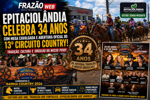 Epitaciolândia celebra 34 anos com mega cavalgada e abertura oficial do 13º Circuito Country